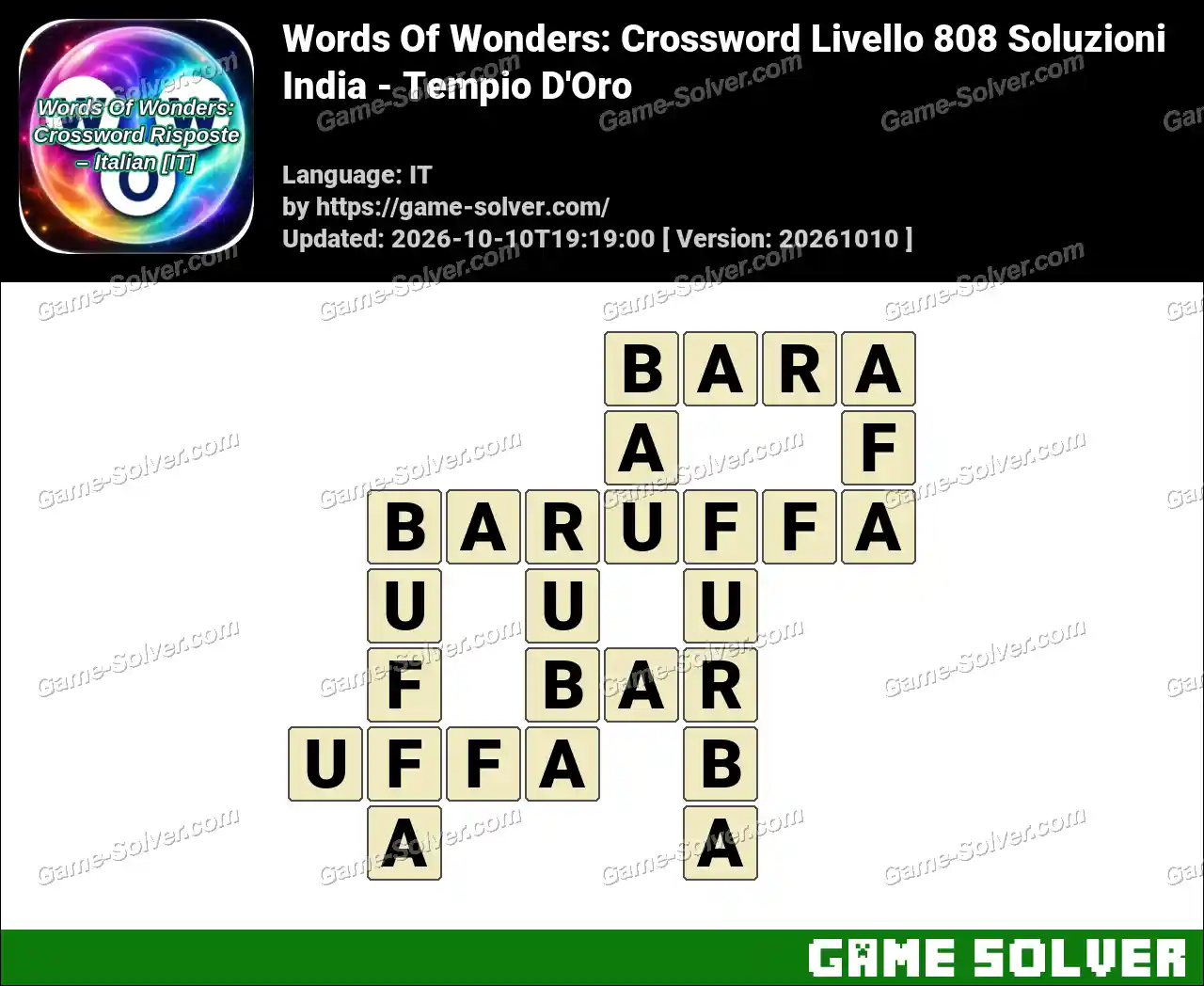 Words Of Wonders: Crossword Livello 808 Soluzioni – India – Tempio D’Oro